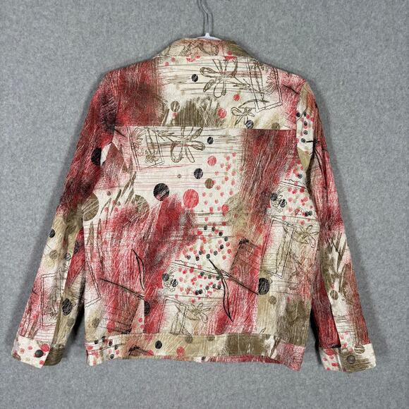 Keren Hart Jacket Medium Coral Gold Painted Artsy Abstract Maximum Boho Granny - Picture 7 of 9